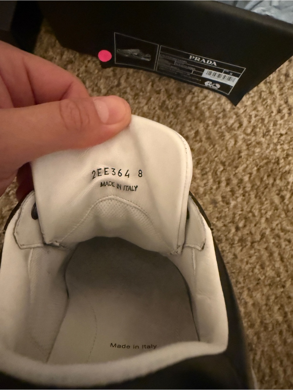 Prada Black and White Low-Top Leather Sneakers - Picture 3 of 11
